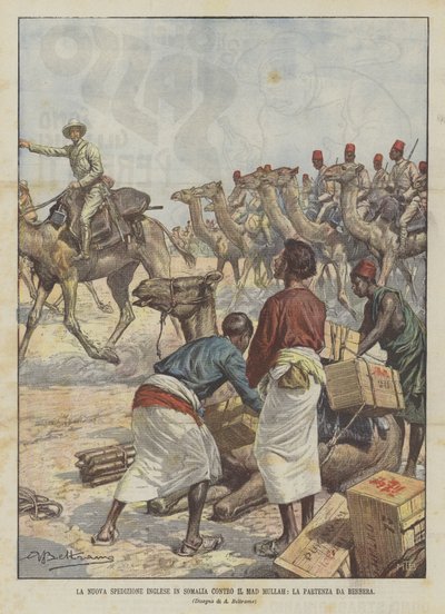 Nowa brytyjska wyprawa do Somalii przeciwko szalonemu mułłu, wyjazd z Berberów autorstwa Achille Beltrame