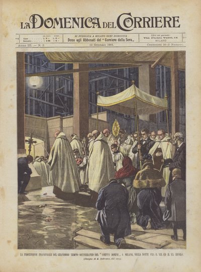 Procesja inauguracyjna Wielkiej Podziemnej Świątyni Corpus Domini w Mediolanie? autorstwa Achille Beltrame