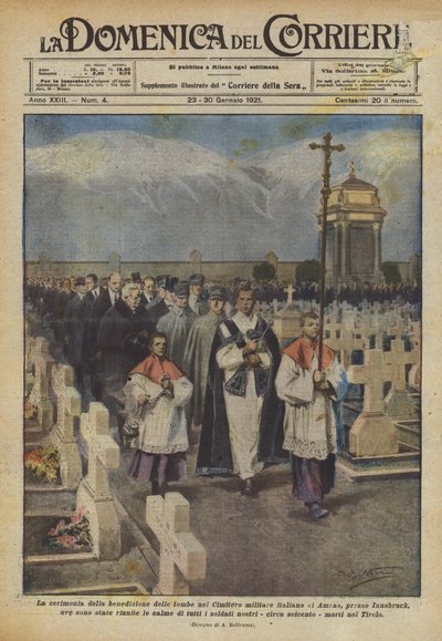Ceremonia poświęcenia grobów na włoskim cmentarzu wojskowym w Amras? autorstwa Achille Beltrame