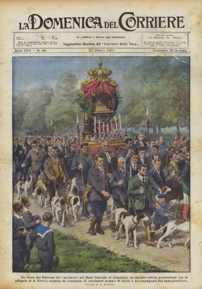 Święto patrona myśliwych na Zamku Królewskim w Stupinigi autorstwa Achille Beltrame