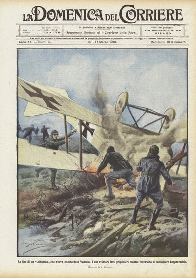 Koniec Albatrosa, który zbombardował Wenecję autorstwa Achille Beltrame