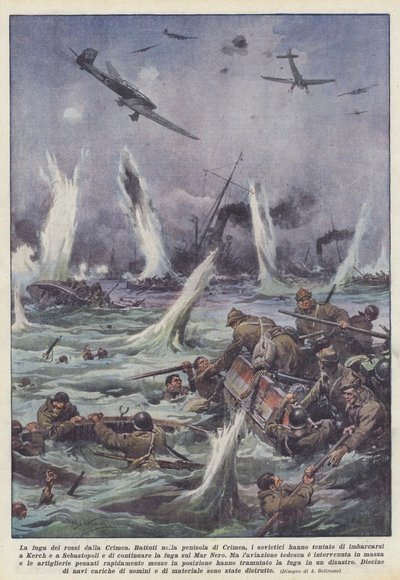 Ucieczka czerwonych z Krymu autorstwa Achille Beltrame