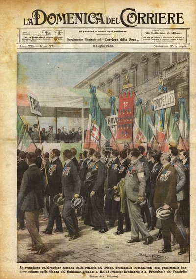 Wspaniałe rzymskie świętowanie zwycięstwa Piave autorstwa Achille Beltrame
