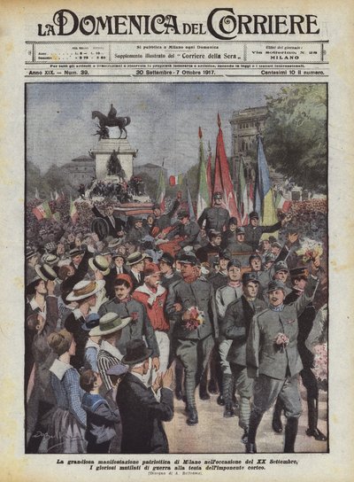 Wspaniała manifestacja patriotyczna w Mediolanie z okazji 20 września autorstwa Achille Beltrame