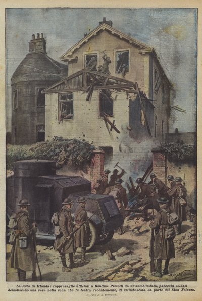 Walka w Irlandii, oficjalne represje w Dublinie autorstwa Achille Beltrame