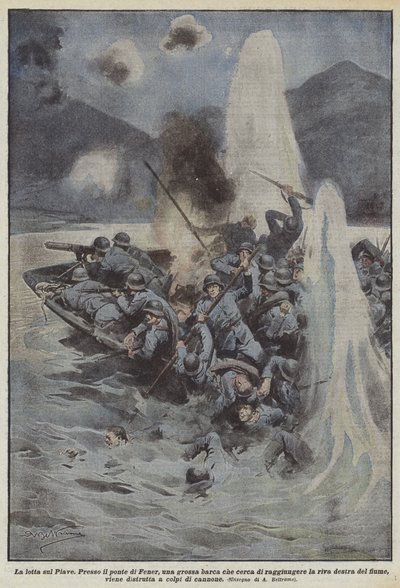 Walka na Piave autorstwa Achille Beltrame
