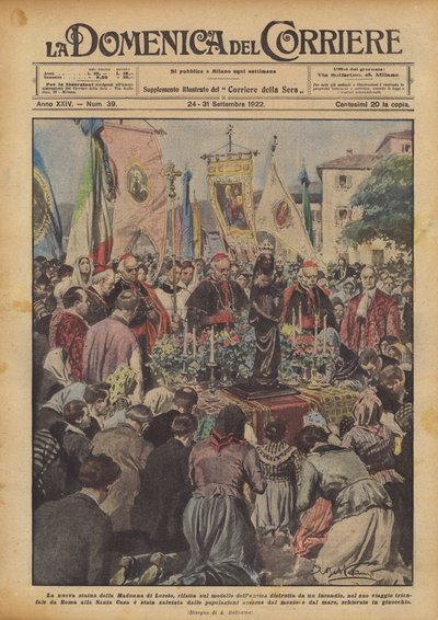 Nowy posąg Madonny Loreto, odbudowany na wzór starej, zniszczonej przez pożar? autorstwa Achille Beltrame