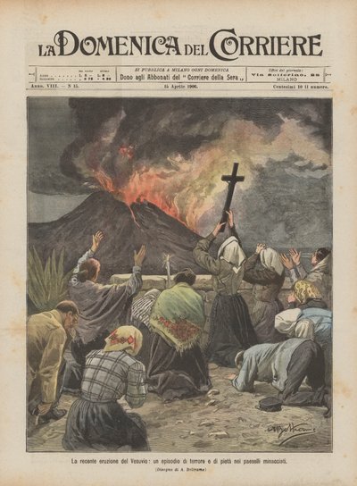 Niedawna erupcja Wezuwiusza, epizod terroru i litości w zagrożonych wioskach autorstwa Achille Beltrame