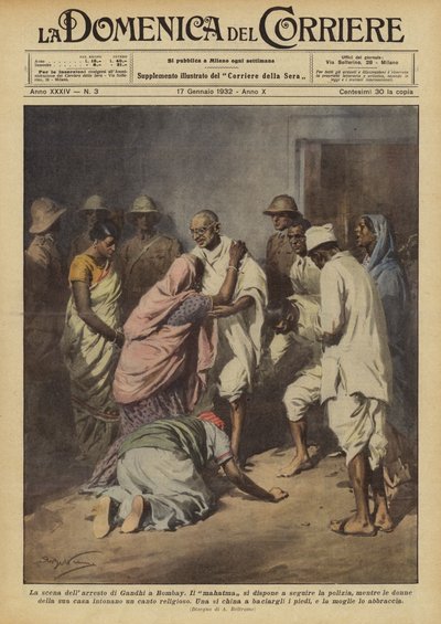 Miejsce aresztowania Gandhiego w Bombaju autorstwa Achille Beltrame