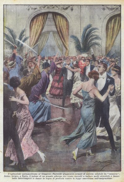 Antyamerykańska agitacja do Japonii autorstwa Achille Beltrame