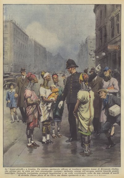 Kobiety-żyrafy w Londynie autorstwa Achille Beltrame