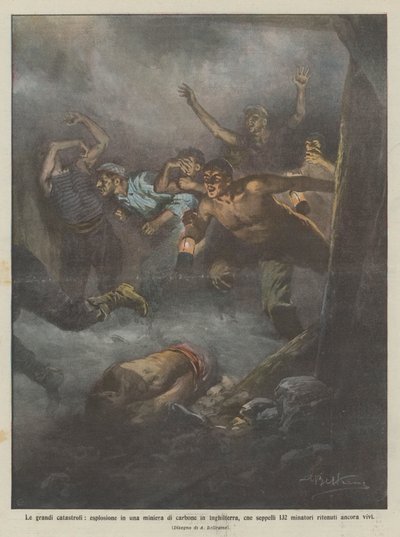 Wielkie katastrofy, wybuch w kopalni węgla w Anglii, co zakopanie 132? autorstwa Achille Beltrame