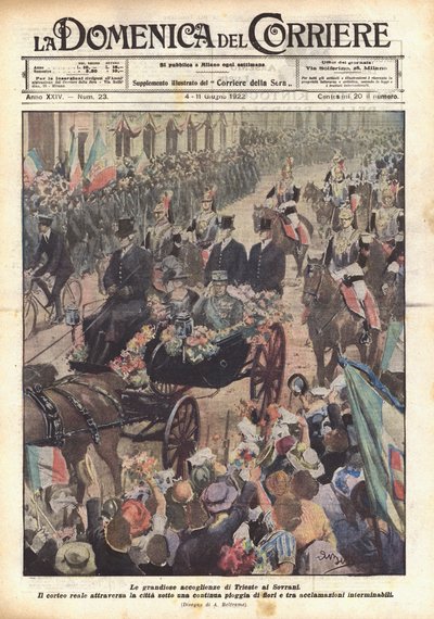 Wspaniałe powitanie Triestu u Władców autorstwa Achille Beltrame