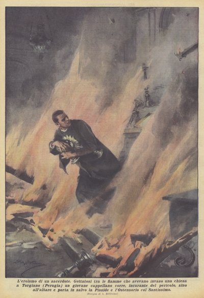 Bohaterstwo księdza autorstwa Achille Beltrame