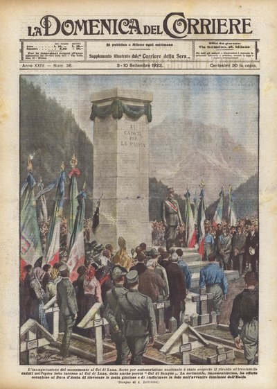 Inauguracja pomnika na Col di Lana autorstwa Achille Beltrame