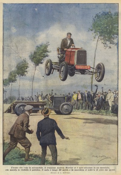 Mężczyzna lecący w samochodzie autorstwa Achille Beltrame