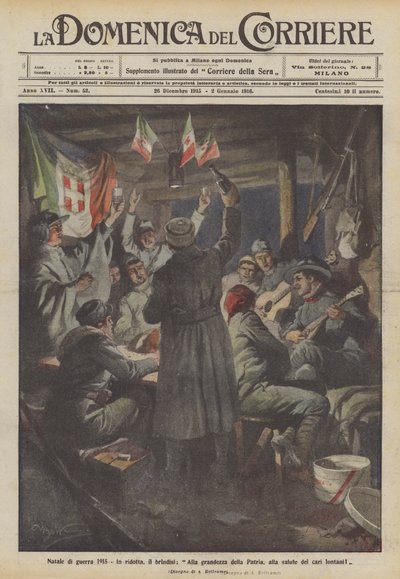 Boże Narodzenie wojny 1915, Słowem toast, Za wielkość Ojczyzny, za zdrowie bliskich! autorstwa Achille Beltrame