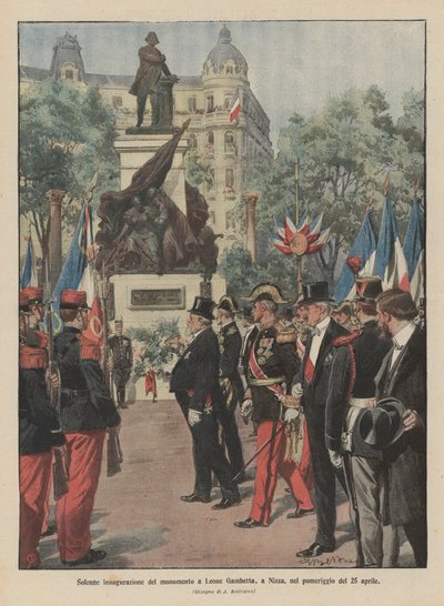 Uroczysta inauguracja pomnika Leone Gambetty w Nicei po południu 25 kwietnia autorstwa Achille Beltrame