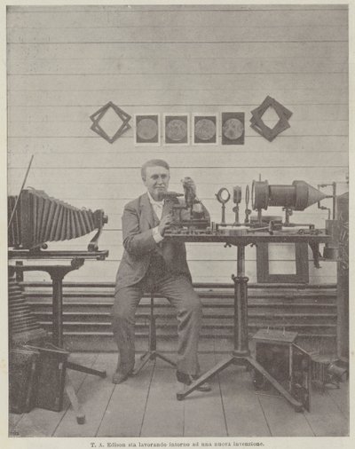 T A Edison pracuje nad nowym wynalazkiem autorstwa Achille Beltrame