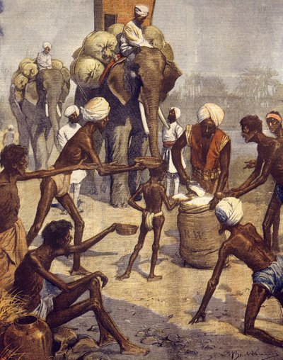 Okropności głodu w Indiach, 11 marca autorstwa Achille Beltrame