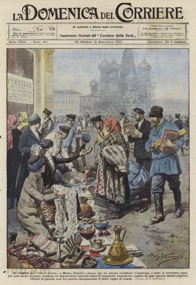 W porewolucyjnej Rosji bogacze są zmuszeni do sprzedawania swoich rzeczy autorstwa Achille Beltrame