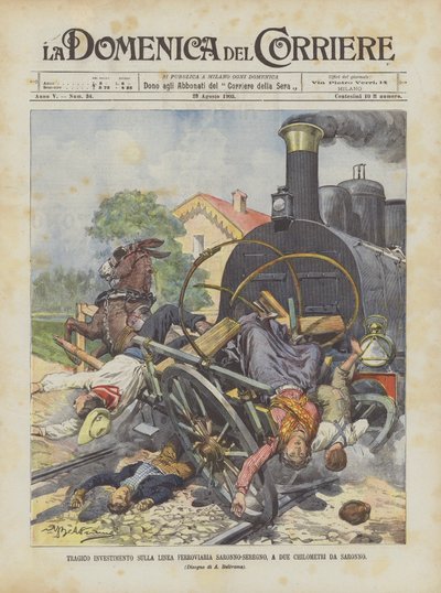 Tragiczna inwestycja na linii kolejowej Saronno-Seregno, dwa kilometry od Saronno autorstwa Achille Beltrame