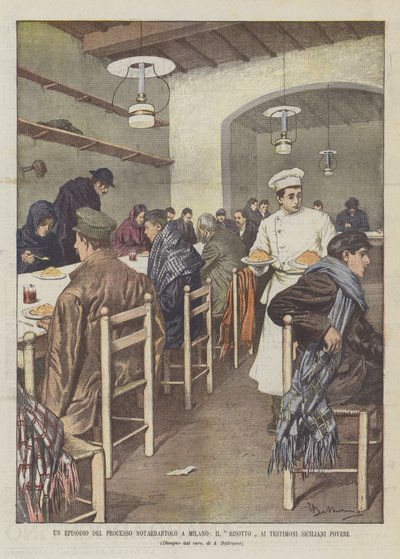 Odcinek z procesu Notarbartolo w Mediolanie, Risotto Al Testimoni Siciliani Poveri autorstwa Achille Beltrame