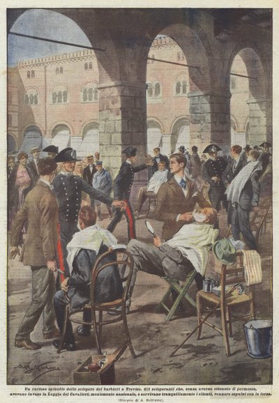 Ciekawy epizod strajku fryzjerów w Treviso autorstwa Achille Beltrame