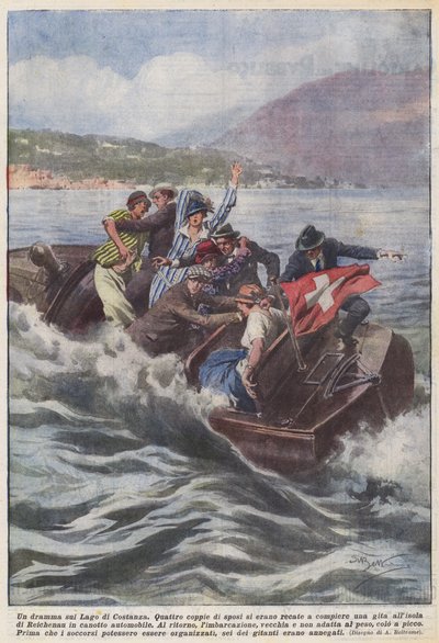 Dramat nad Jeziorem Bodeńskim autorstwa Achille Beltrame