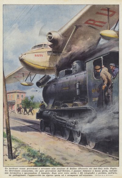 Bezprecedensowy wypadek miał miejsce na stacji Zollino (Ferrovie del Sud-Est) w Apulii autorstwa Achille Beltrame