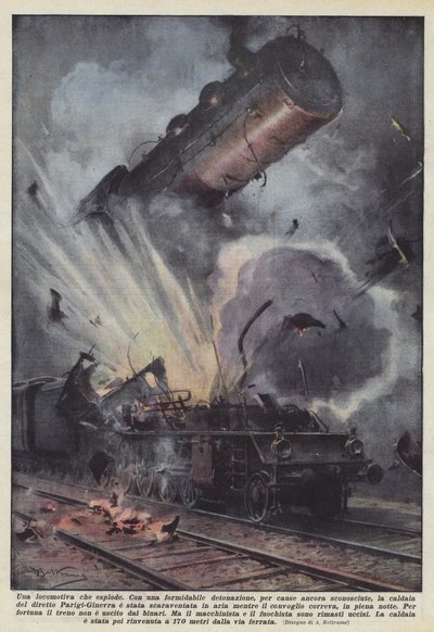 Wybuchająca lokomotywa autorstwa Achille Beltrame