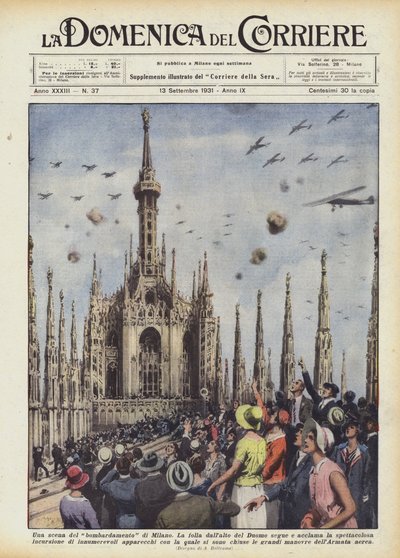Scena z bombardowania Mediolanu autorstwa Achille Beltrame