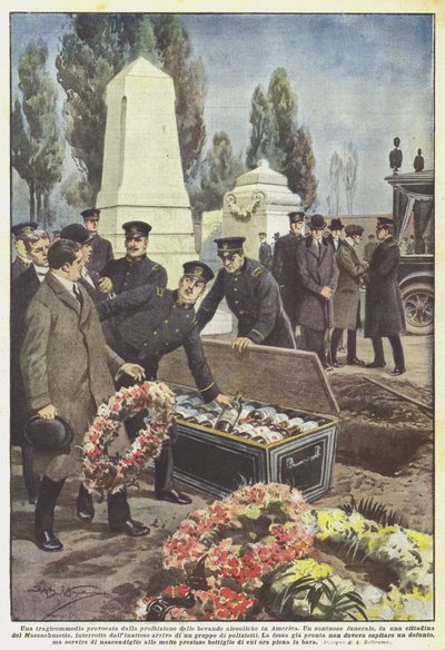 Tragikomedia spowodowana zakazem napojów alkoholowych w Ameryce autorstwa Achille Beltrame