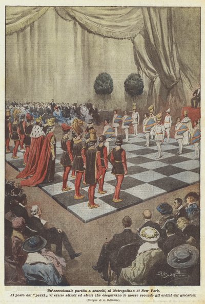 Wyjątkowa gra w szachy w Metropolitan w Nowym Jorku autorstwa Achille Beltrame