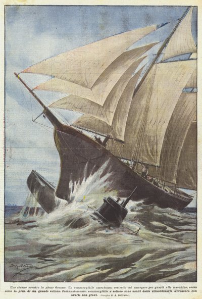 Dziwna konfrontacja na środku oceanu autorstwa Achille Beltrame