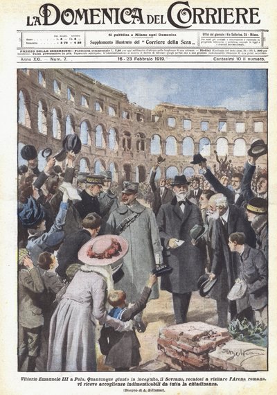 Vittorio Emanuele III w Puli autorstwa Achille Beltrame