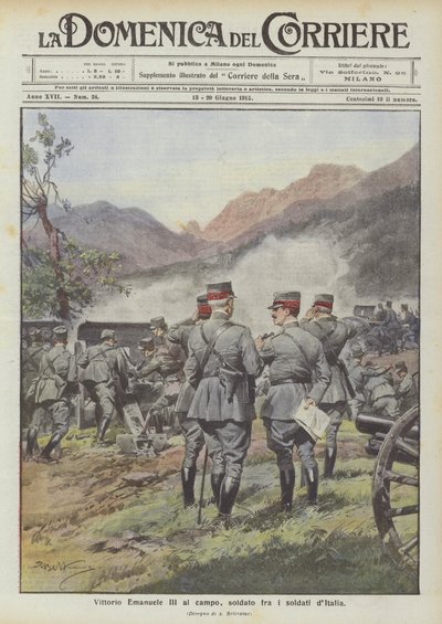 Vittorio Emanuele III w polu, żołnierz wśród żołnierzy Włoch autorstwa Achille Beltrame