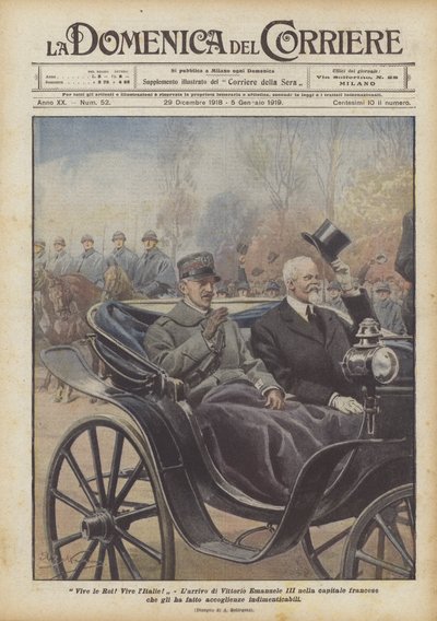 Niech żyje król! Niech żyją Włochy! Przybycie Vittorio Emanuele III do stolicy Francji, że on? autorstwa Achille Beltrame
