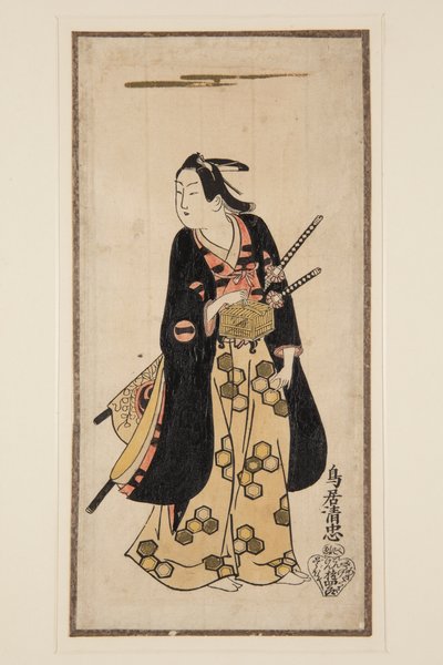 Aktor Ichikawa Monosuke I (kolorowy drzeworyt) autorstwa Achille Cattaneo
