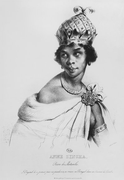 Ann Zingha, królowa Matamby, wydrukowana przez Fancois le Villain, ok. 1830 autorstwa Achille Devéria