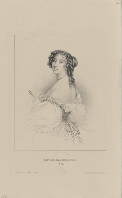 Françoise dAubigné, markiza de Maintenon 1635-1719, 1830-1840. autorstwa Achille Devéria