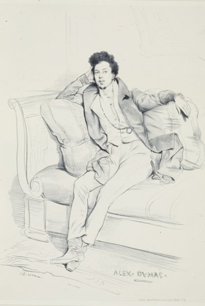 Portret Aleksandra Dumasa autorstwa Achille Devéria