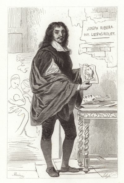 Jusepe de Ribera, hiszpański malarz znany również jako Jose de Ribera, Giuseppe Ribera i Joseph Ribera autorstwa Achille Devéria