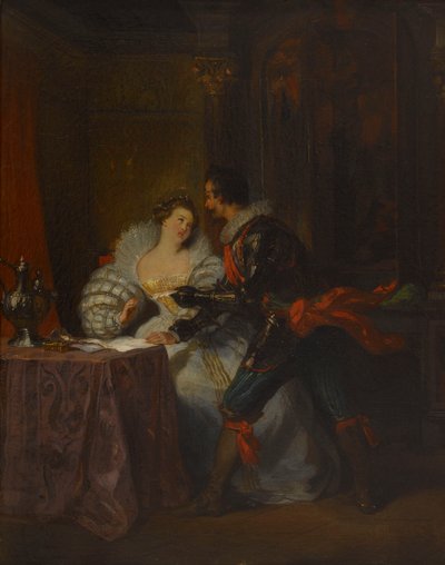 Le Duc et la Duchesse de Guisse. Po Henryku III i jego sądach Aleksandra Dumasa, 1829. autorstwa Achille Devéria
