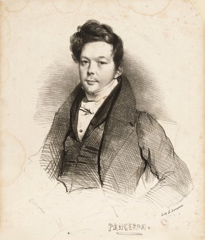 Portret kompozytora Auguste-Mathieu Panserona 1796-1859, 1832. autorstwa Achille Devéria