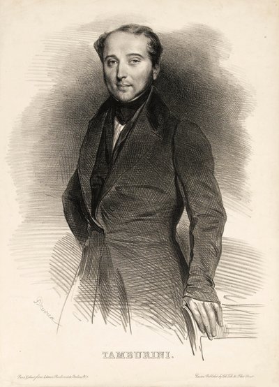 Portret śpiewaka operowego Antonio Tamburini 1800-1876, autorstwa Achille Devéria