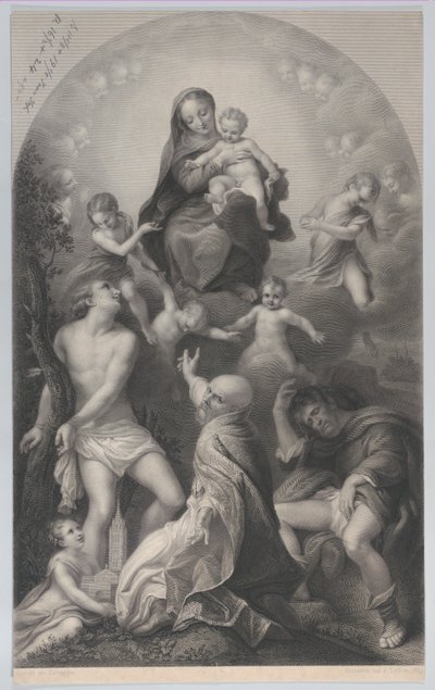 Madonna św. Sebastiana, z Dziewicą z Dzieciątkiem, otoczona aniołami, zm..., 1847. autorstwa Achille Désiré Lefèvre