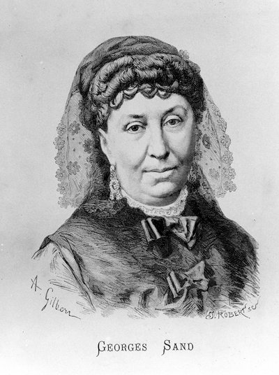 Portret George Sand (Aurore Dupin, Baronne Dudevant) (1804-1876) autorstwa A. Gilberna autorstwa Achille Isidore Gilbert