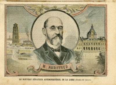 Ilustracja Achille Lemot (1846-1909) w Le Pelerin, 6.11.04 - Nowy antyministerialny senator Loary - Senat, Loire - Senator, Audiffred Honore (1840-1917) autorstwa Achille Lemot