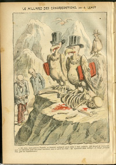 Ilustracja Achille Lemot (1846-1909) w Le Pelerin, 07/10/06 - Miliard Zborów - Wiara Religijna, Katolicki Katolicyzm - Miliard Zborów - Sęp autorstwa Achille Lemot